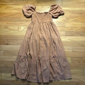 Abercrombie & Fitch | Milkmaid Style Dress | Terracotta | size L | linen blend
